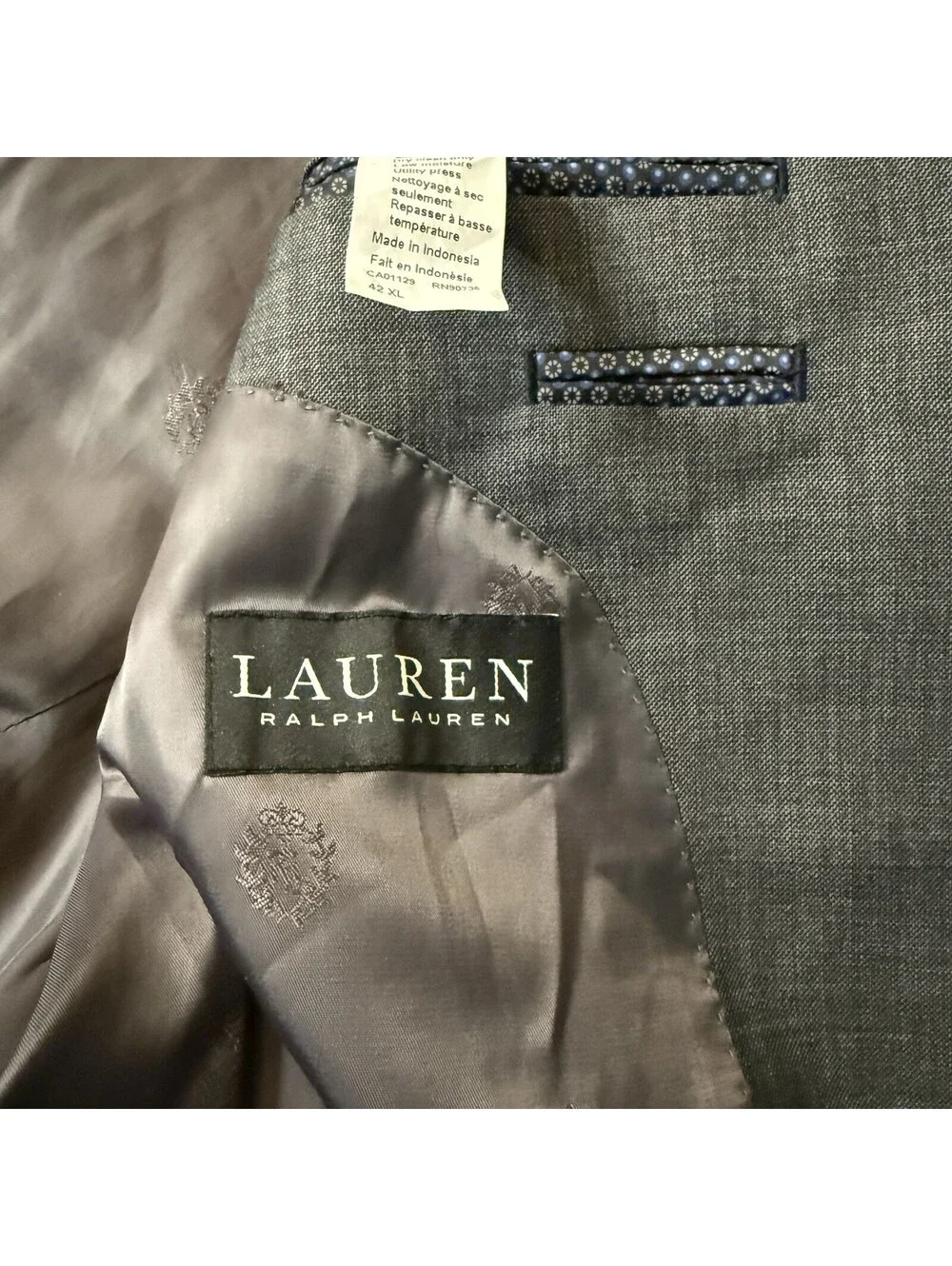 Lauren Ralph Lauren Mens 42 XL Gray 100% Wool Blazer Sport Coat Two Button